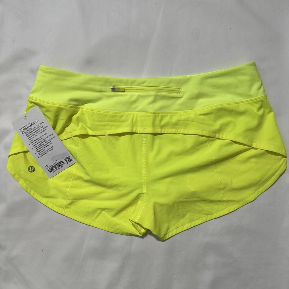 NEW Lululemon Speed Up Low-Rise Short 2.5" Size 10 Highlight Yellow Lined